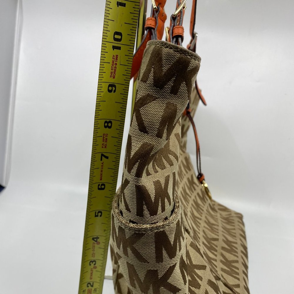 Michael Kors L Tan Orange Jacquard Fabric Tote - Picture 4 of 12